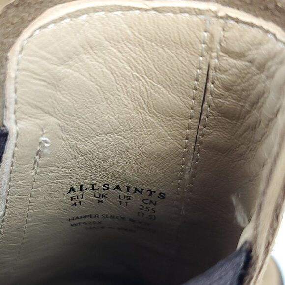 All Saints Harper Lug Sole Suede Ankle High Heeled Boots US 11 NWOB - Picture 13 of 14